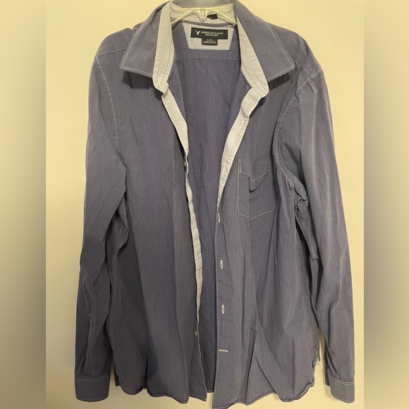 American Eagle Outfitters Navy Striped Shirt - Picture 1 of 4